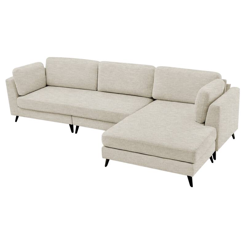 120" 3 Seater Chenille Upholstered Modular Sectional Sofa With Chaise Lounge