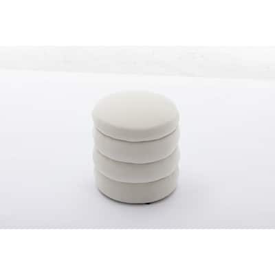 Soft Velvet Round Ottoman Footrest Stool