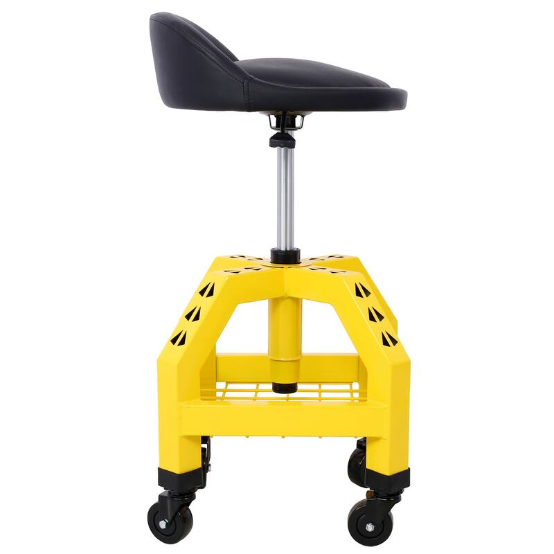 Pneumatic 360 Degree Swivel Stool, Mechanics Rolling Creeper Seat, Heavy Duty Rolling Mechanics Stool, Shop Stool with Casters
