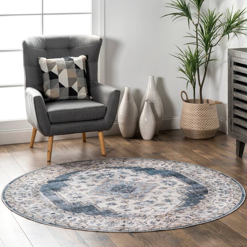 Nuloom Noemie SplashGuard Vintage Medallion Machine Washable Area Rug