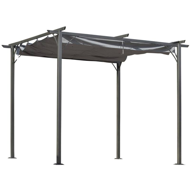 9.8x9.8 ft Patio Gazebo Pergola with Adjustable PU Canopy and Powder-Coated Steel Frame for Outdoor - 9.8' L x 9.8' W x 7.5' H