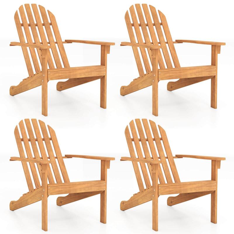 Costway 1/2/4 PCS Patio Adirondack Chair with Inclined Seat High - 4 PCS