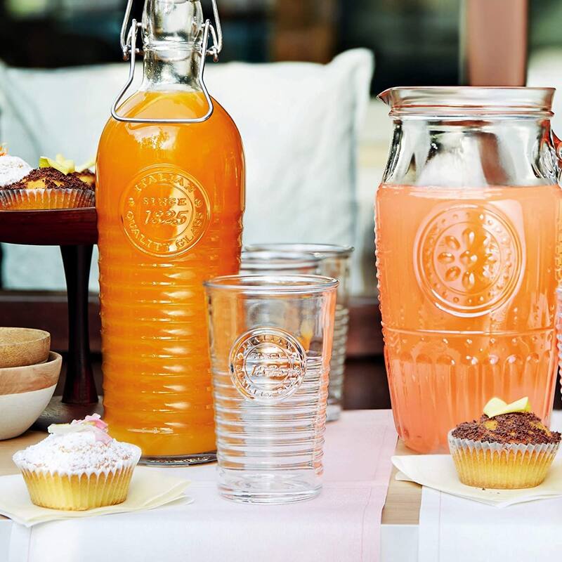 Bormioli Rocco Set of 2 Officina 1825 Glass Water Bottles with Swing Top - 37.25 oz