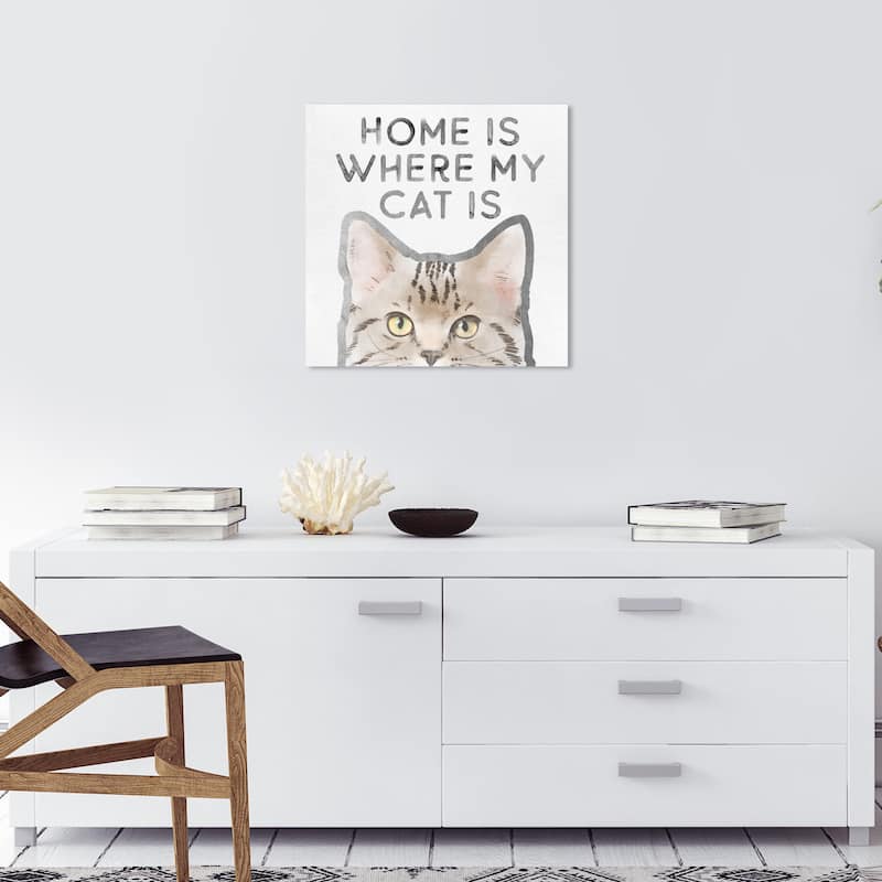 Wynwood Studio Canvas Animals Where My Cat Is Brown and Tan Modern & Contemporary Wall Art Canvas Print - 20 x 20