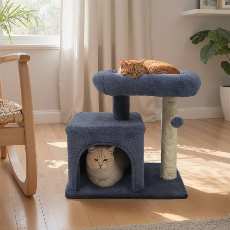 Gymax 19.5'' Small Cat Tree w/Large Padded Plush Perch Condo Sisal