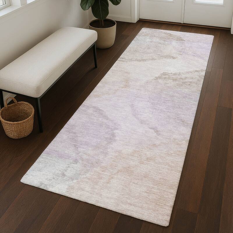 Machine Washable Indoor/ Outdoor Abstract Muted Chantille Rug