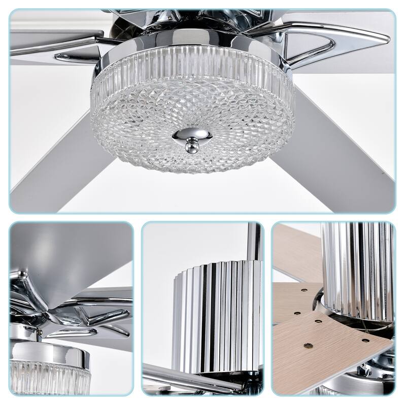 52' Ceiling Fans with Remote,Wood Ceiling Fan with Lights,LED Ceiling Fan Light with 6 Blade,3 Speed AC Motor Indoor Ceiling Fan