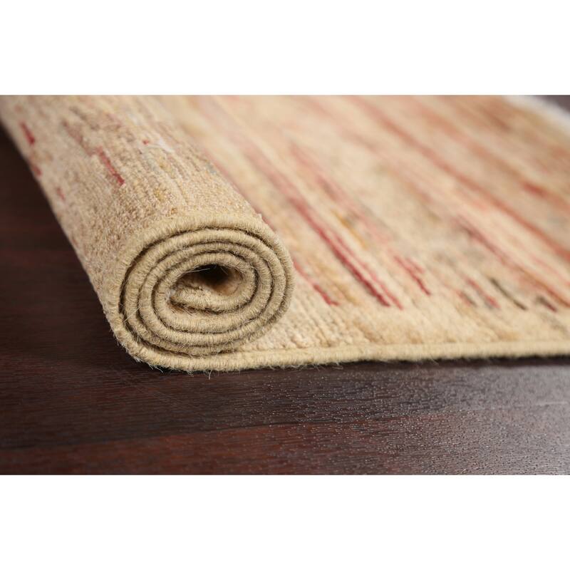 Striped Contemporary Gabbeh Kashkoli Wool Area Rug Hand-knotted Carpet - 2'4" x 4'0"