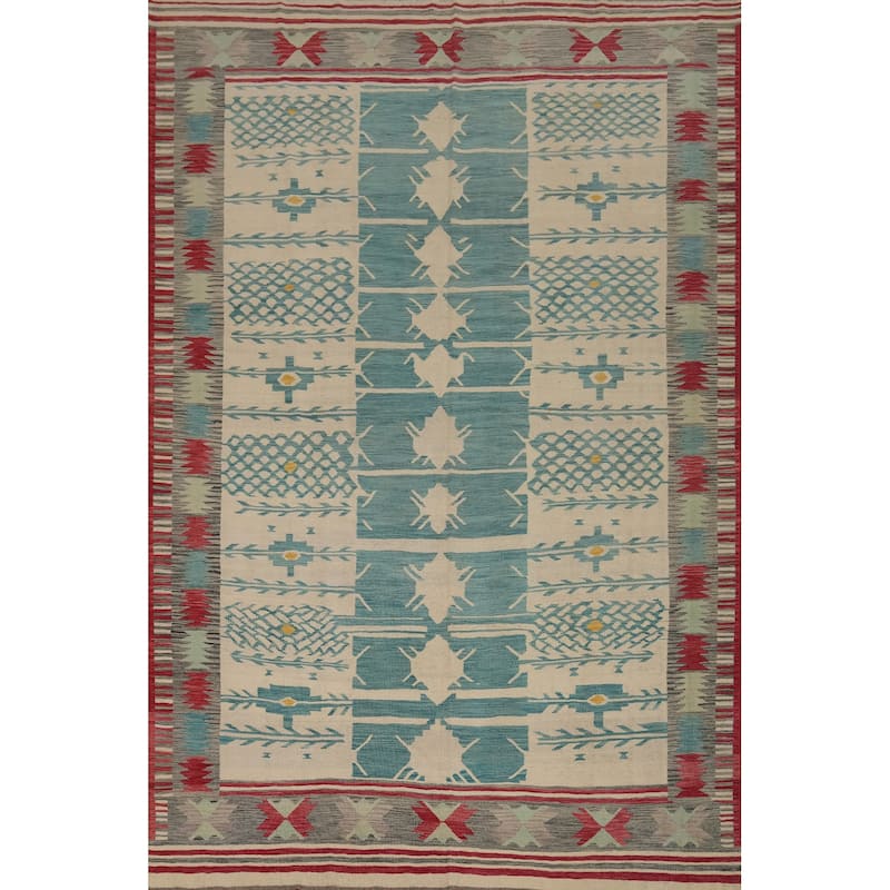 Hand Woven Southwestern Wool Multi-Colored Geometric Area Rug - 12' 10'' X 9' 7''
