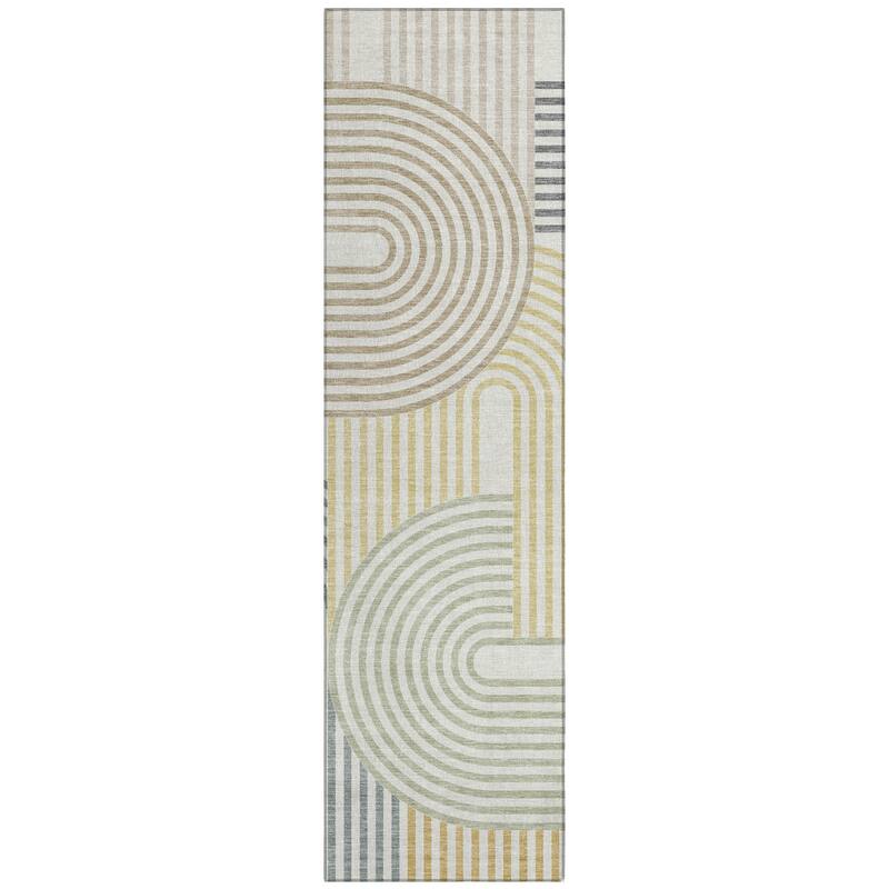 Machine Washable Indoor/ Outdoor Modern Basehor Chantille Rug