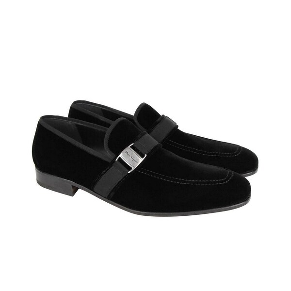 mens black loafers with silver buckle