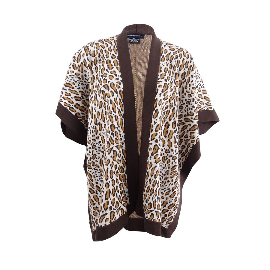 Shop Sutton Studio Womens Merino Wool Leopard Poncho Wrap Misses