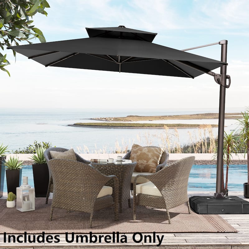 9 x 11.5 FT Patio Outdoor Patio Dual Top Cantilever Umbrella with No Base - Black