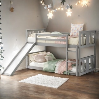 House Shape Design Twin over Twin Bunk Bed with Slide and Ladder