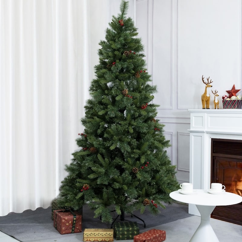 7FT Artificial Realistic Christmas Tree with PE/PVC Blend Foliage