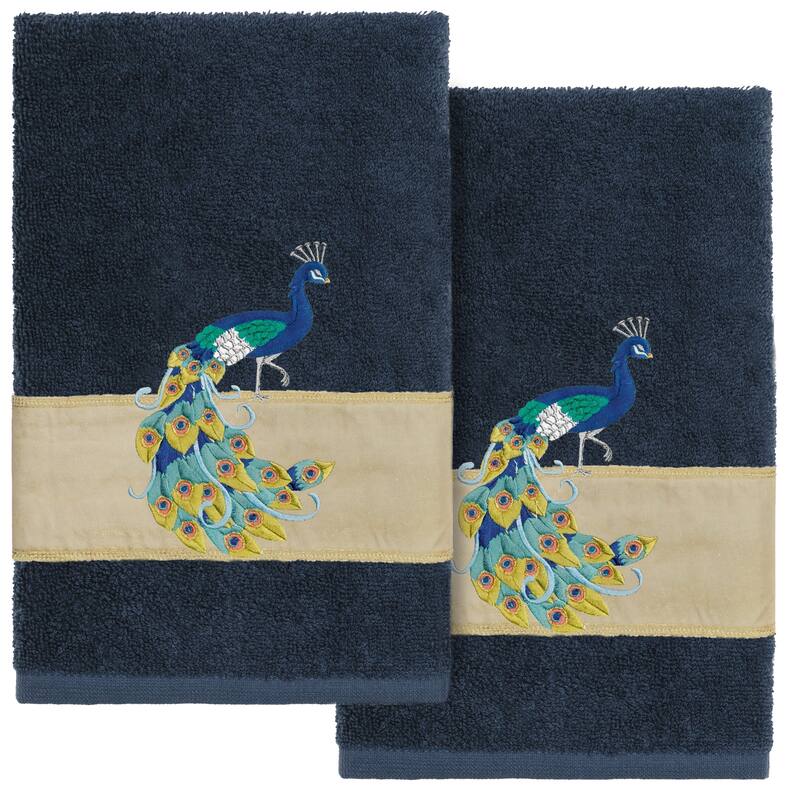 Authentic Hotel and Spa Turkish Cotton Penelope 2PC Hand Towel Set - Navy