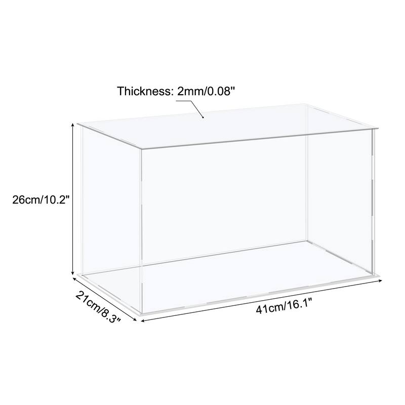 Acrylic Display Case Plastic Box Cube Storage Box Assemble Showcase - 16.1x8.3x10.2 Inch