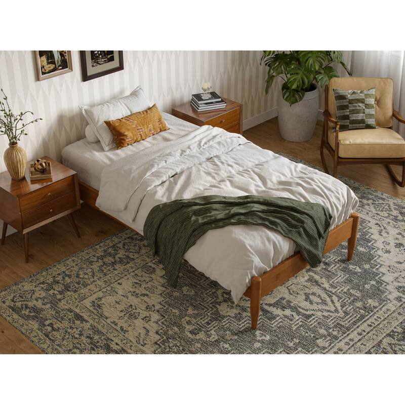 Twin XL Platform Bed Frame - Light Toffee Wood Bed