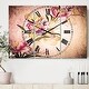 preview thumbnail 1 of 4, Designart 'Vector Purple Flowers' Cottage 3 Panels Large Wall CLock - 36 in. wide x 28 in. high - 3 panels