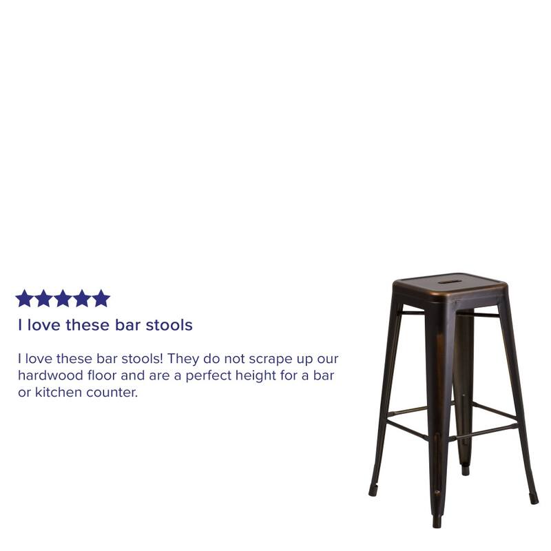 30" High Backless Distressed Metal Indoor-Outdoor Barstool - Patio Chair