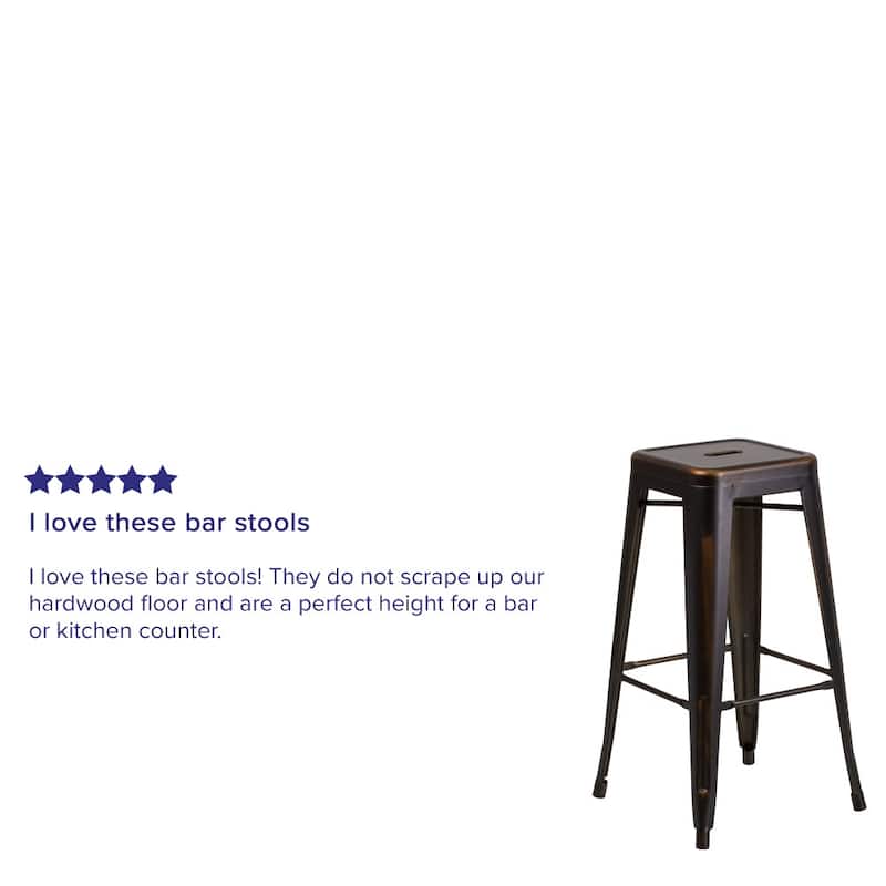 4 Pack 30"H Backless Distressed Metal Indoor-Outdoor Barstool