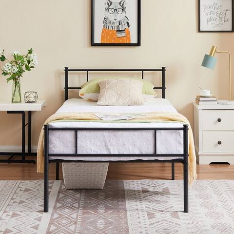 VECELO Metal Platform Bed Frame with Headboard and Footboard Twin/Full/Queen Beds