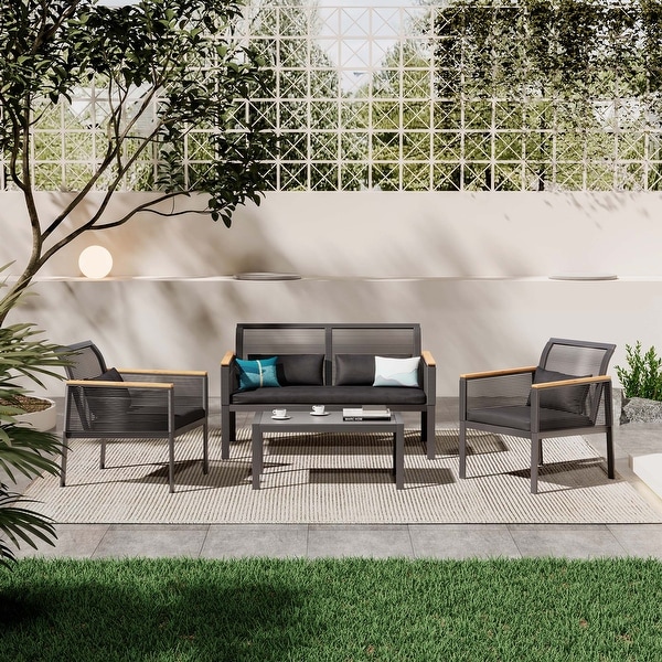 OVIOS 5piece Patio Conversation Wicker Furniture Set On Sale Bed