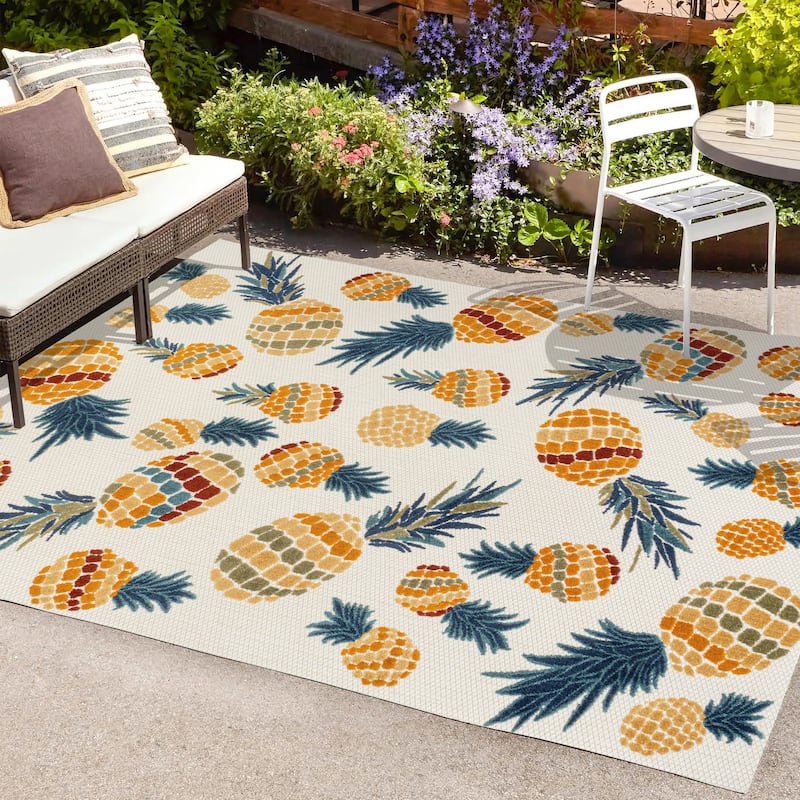 JONATHAN Y Limone Bold Pineapple High-Low Indoor/Outdoor Area Rug