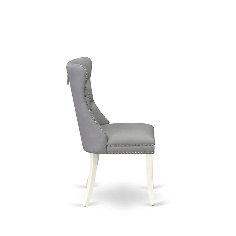 Modern Parson Dining Chairs - Light Gray Faux Leather Padded Set of 2