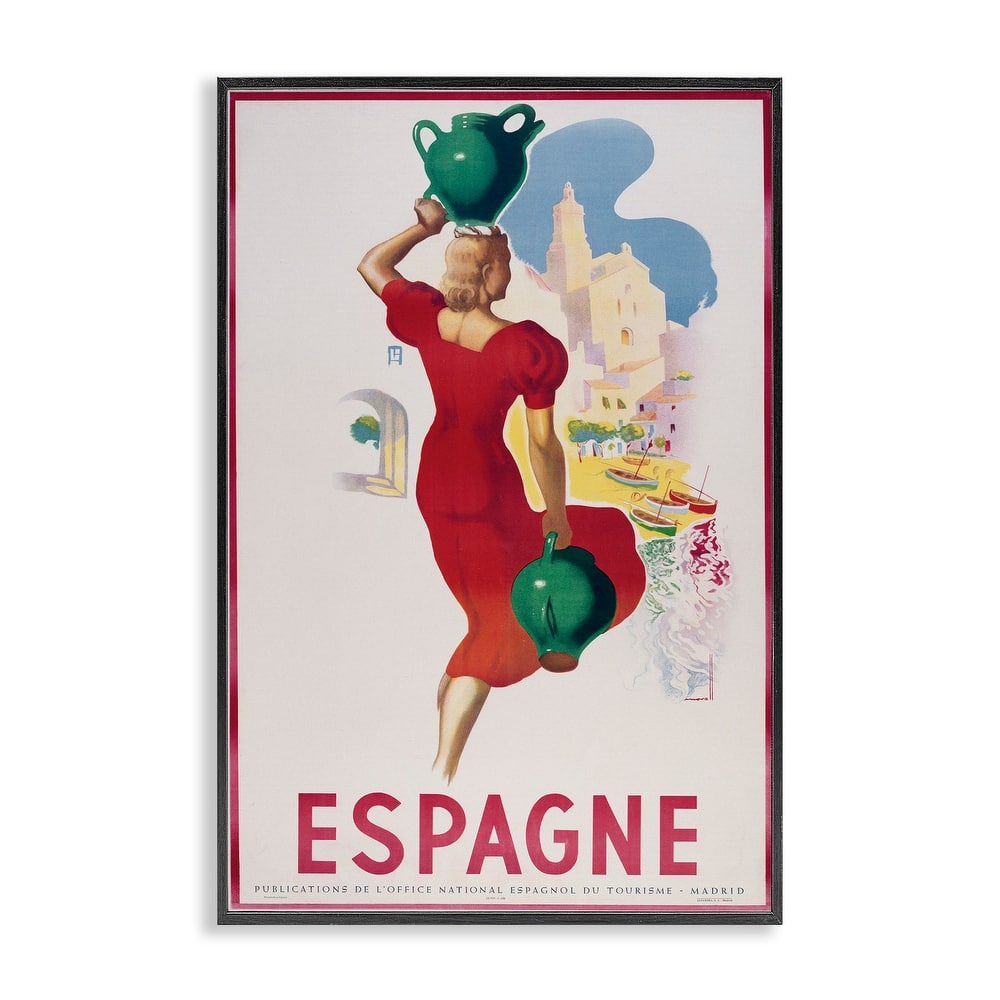 Stupell Vintage Spain Travel Advertisement Framed Giclee Art Design By Marcus Jules