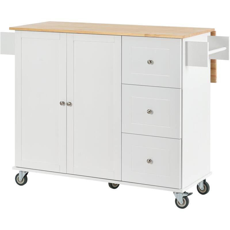 Multifunctional Kitchen Cart with Spice Rack and Adjustable Shelves