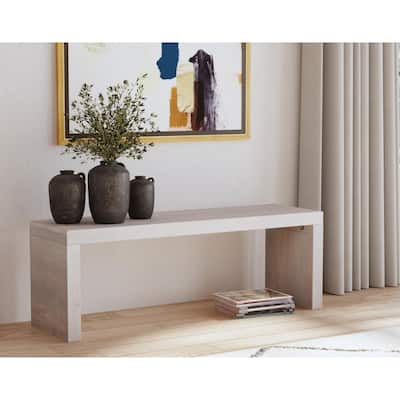 Karson White Sand Solid Wood Bench by East at Main