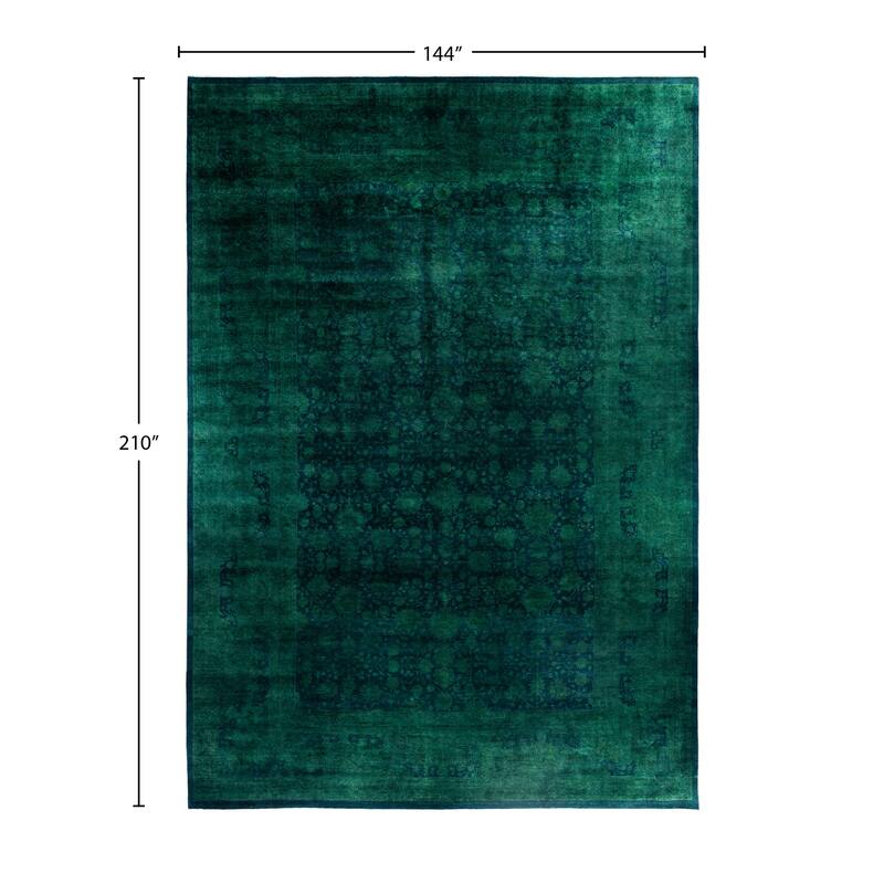 Overdyed One-of-a-Kind Hand-Knotted Area Rug - Green - 12' 0" x 17' 6"