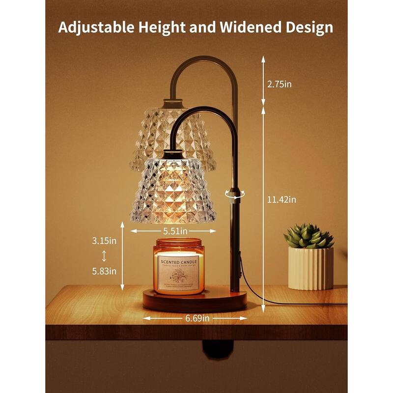 EROMMY Candle Warmer Lamp with Timer, Adjustable Wax Melter with 2 Bulbs & Dimmer.