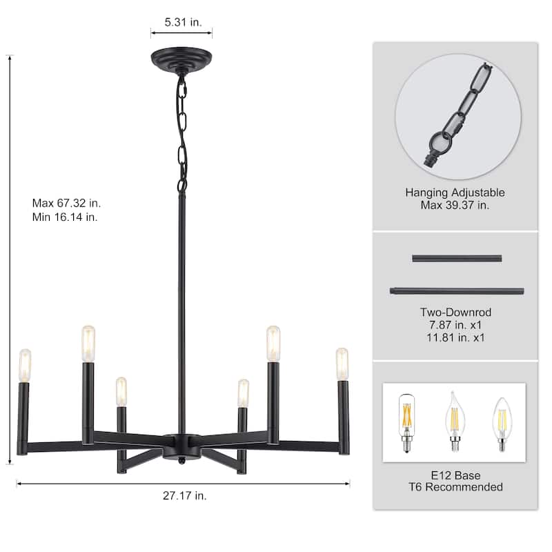 Starskys 8-Light Dimmable Mid-Century Modern Candle Chandelier