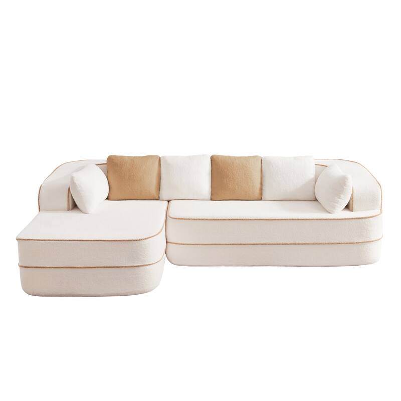 GDF Studio - Beckley 160" Modern Teddy Upholstered Boneless Sofa with Left L-Shaped Chaise, Contrast Color Design