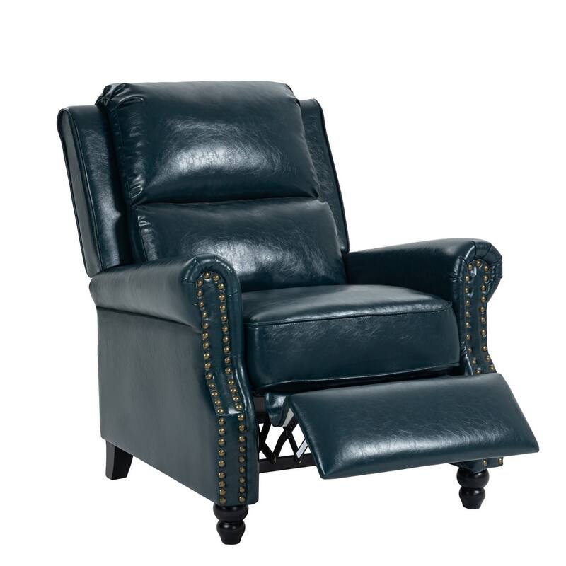 Nail-head Padded Seat Pushback Recliner Chair