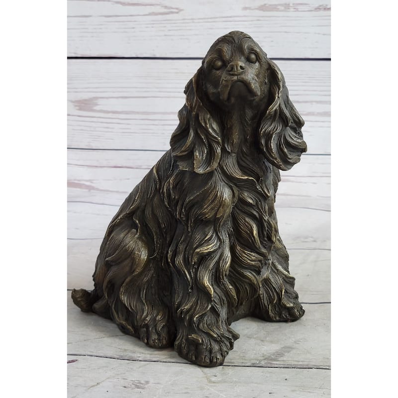 Bronze Metal Figurine Sculpture Statue Of A Dog er Spaniel Or King Charles Cavalier