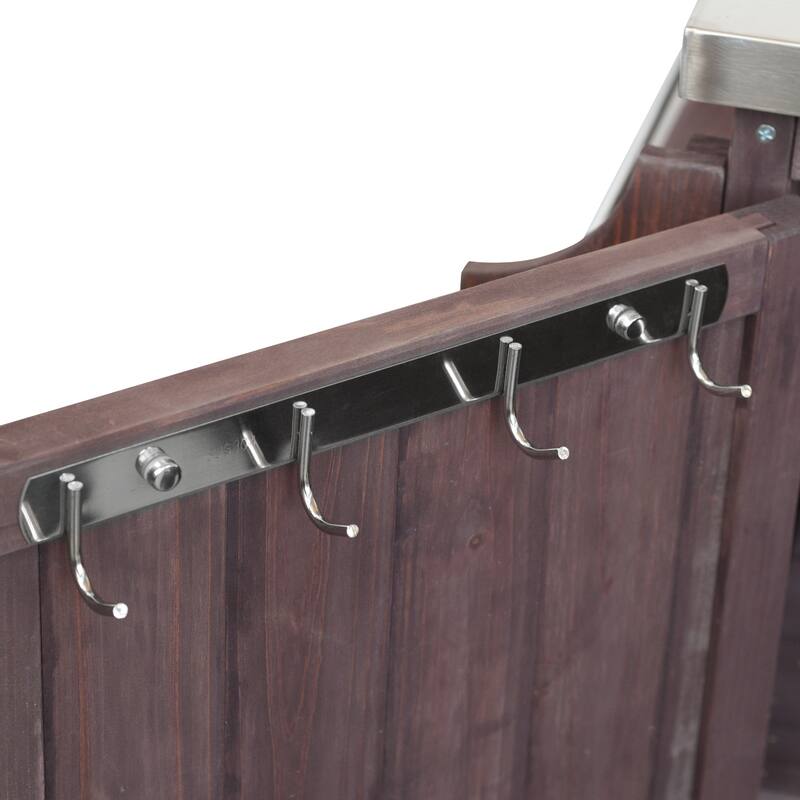 42.1" Outdoor Kitchen Island with Stainless Steel Top, Outdoor Grill Cart with Storage Cabinet and Adjustable Shelf