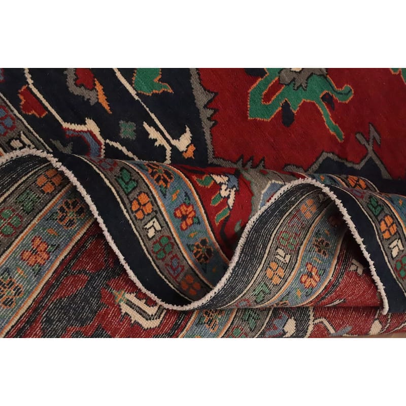 Hand Knotted Oriental 100% Wool Carpet Traditional Medallion Red Heriz (serapi) Area Rug - 11' 8'' X 9' 1''