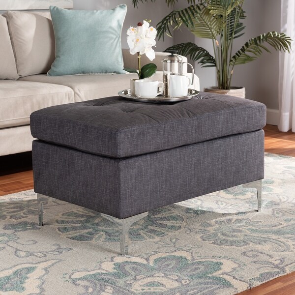 Riley Modern and Contemporary Grey Fabric Upholstered Ottoman. Opens flyout.