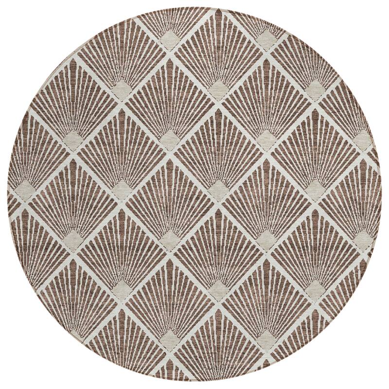 Machine Washable Indoor/ Outdoor Chantille Modern Shells Rug