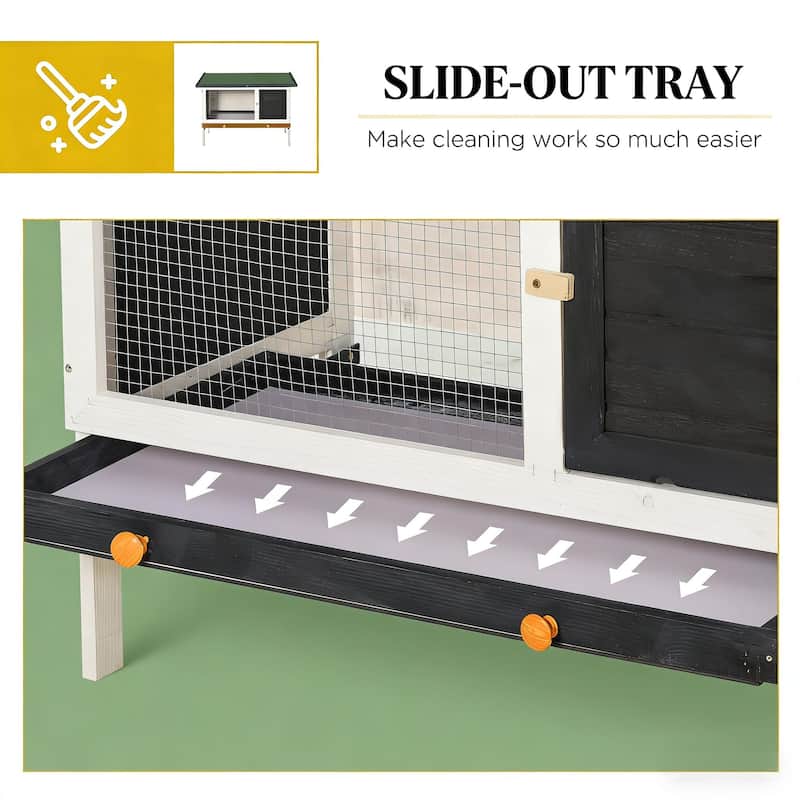 Bunny Cage,Spacious Pet House,Wood Rabbit Hutch is designed for convenient cleaning - Black,Green,White