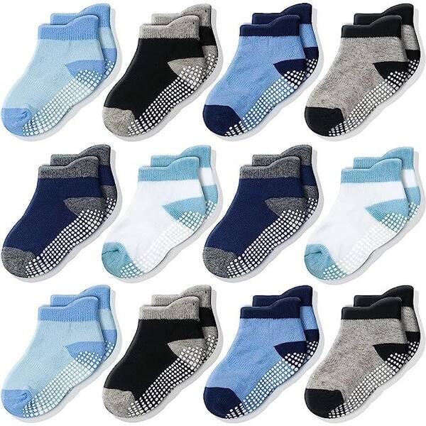 slide 2 of 6, CozyWay Ankle Grip Socks Boys Multicolor - 12 pair, 6-12 Months