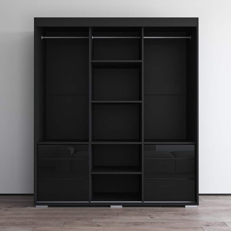 Monaco 3-door Modern 71-inch Wardrobe with Mirror