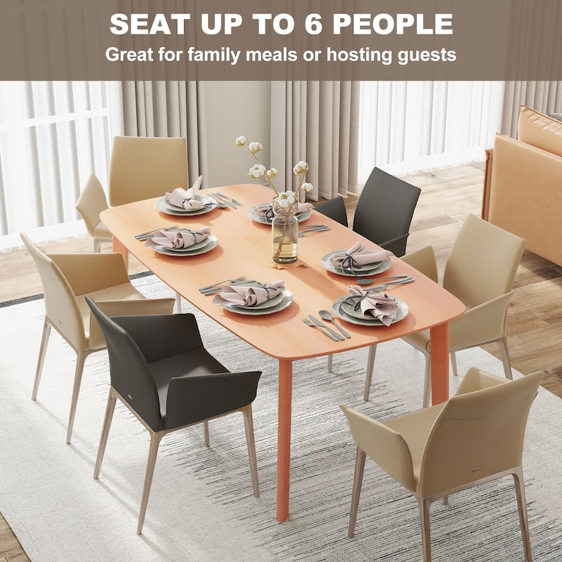 HOMCOM Solid Wood Dining Table for 6 People, 59" Long Rustic Rectangular Kitchen Table with Large Tabletop for Dining Room