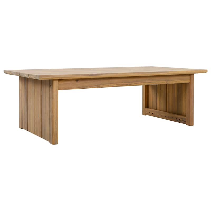 SAFAVIEH Outdoor Patio Furniture Kento Solid Wood Slatted Coffee Table - 47"W x 24"D x 15"H