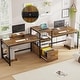 preview thumbnail 15 of 50, Two Person Double Computer Desk LED Gaming Desk 2 Storage Shelves 98" - Brown