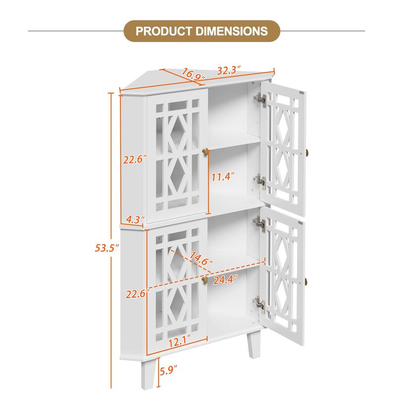 Corner Sideboard Cabinet Free-Standing Corner Storage Organizer