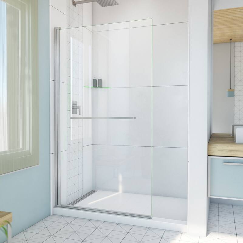 DreamLine Aqua-Q Swing 39 1/2 in. W x 72 in. H Frameless Shower Door - Brushed Nickel